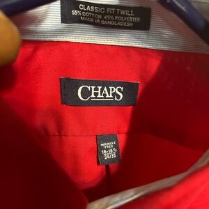 Men red Chaps button down shirt